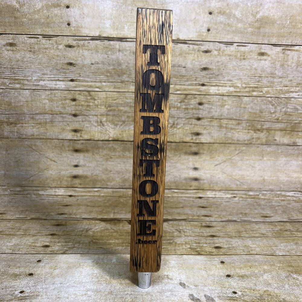 Tombstone Beer Tap Handle • Threaded Wood • 12.5" Tall • Vintage Barware